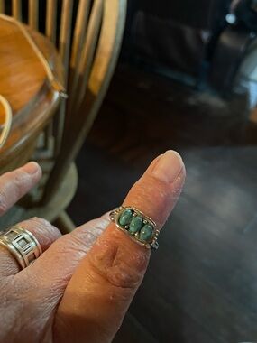 Sterling Silver Turquoise Three-Stone Ring